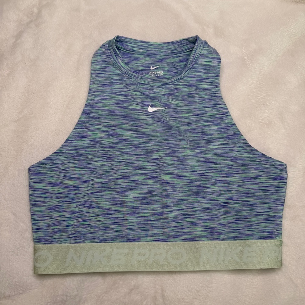 Nike Green & Blue Space-Dye Crop Sports Tank